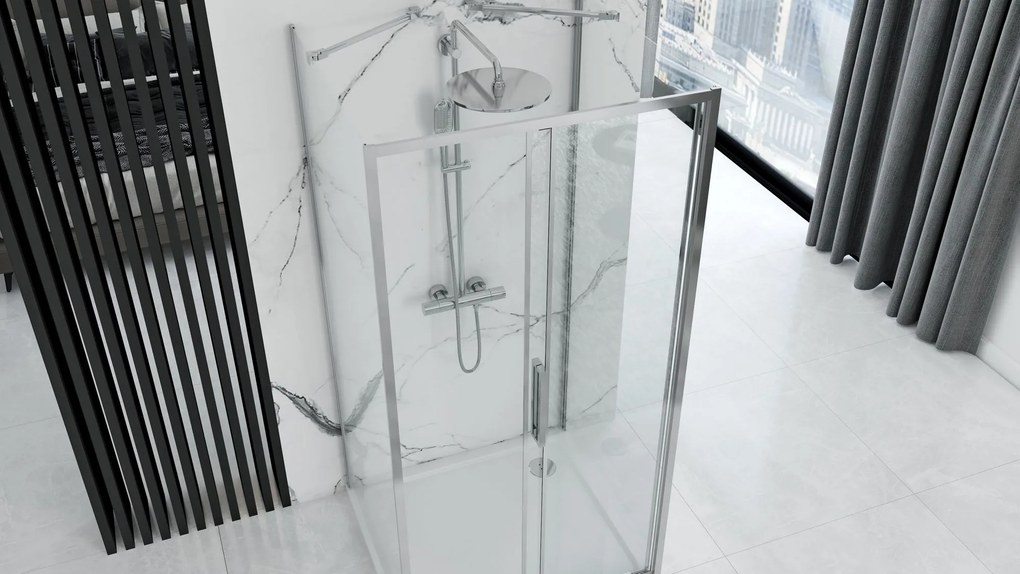 Rea Rapid Slide, 3-stenová sprchová kabína 130 (dvere) x 90(stena) x 90(stena) x 195 cm, 6mm číre sklo, chrómový profil, KPL-09110
