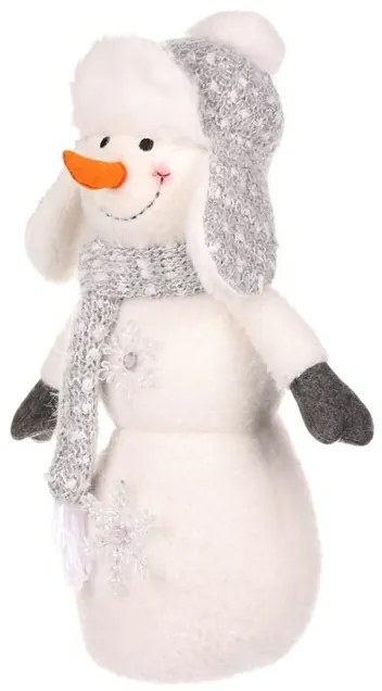 Vianočná dekorácia Snehuliak s LED hviezdami, v. 40 cm, biela