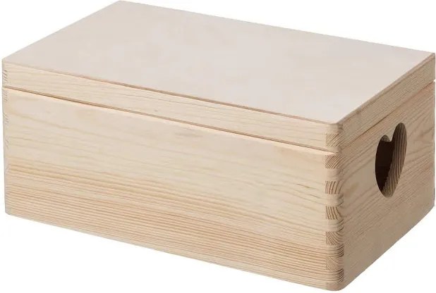 ČistéDrevo Dřevěný box s víkem a srdíčky