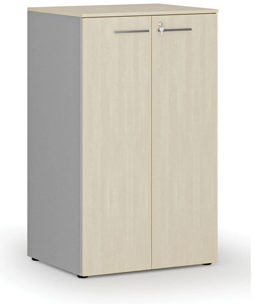 Kancelárska skriňa s dverami PRIMO GRAY, 3 police, 800 x 640 x 1335 mm, sivá/breza