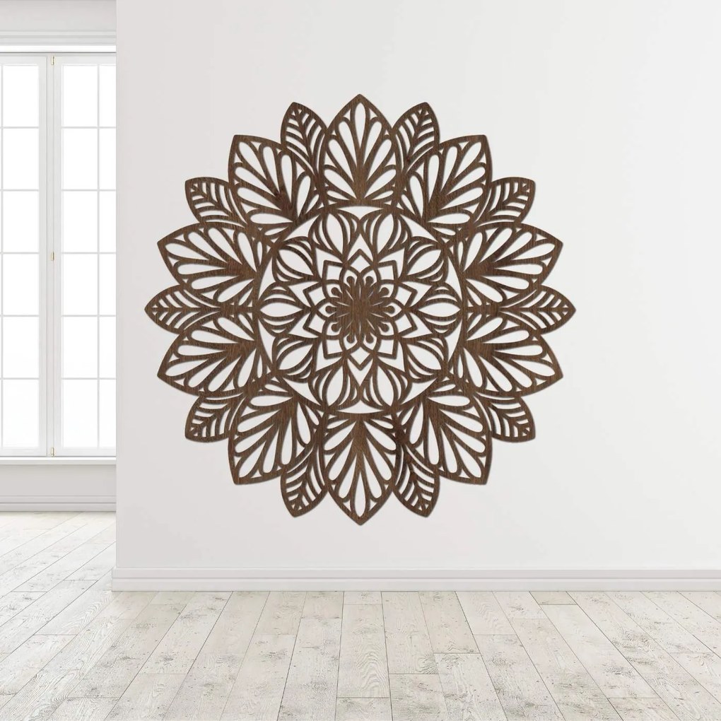 Drevená mandala na stenu | LOTUS: HDF - Orech 20 cm 4402-83848 HDF0255