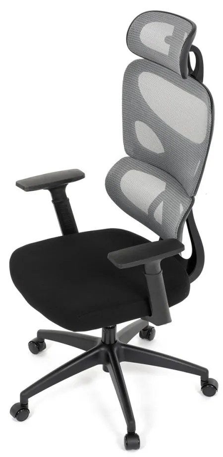 Kancelárska ergonomická stolička GRANT — sieť, látka, čierna / sivá