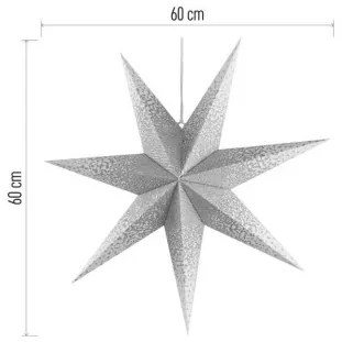 Vánoční papírová hvězda LUNA stříbrné třpytky 60 cm bílá