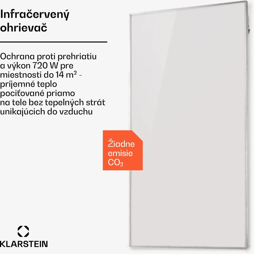Klarstein Wonderwall Smart infračervený ohrievač 60x120cm App 720W časovač IP24