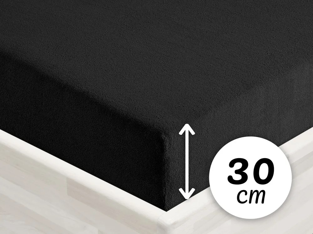 Froté napínacie prestieradlo na vysoký matrac FR-030 Čierne 100 x 200 - výška 30 cm