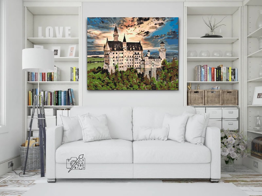 Gario Maľovanie podľa čísel Zámok Neuschwanstein Rozmery: 80 x 60 cm, Rámovanie: S vnútorným rámom