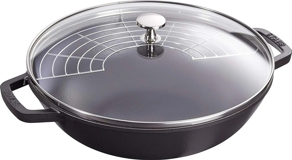 Staub WOK so sklenenou pokrievkou 30 cm, čierna