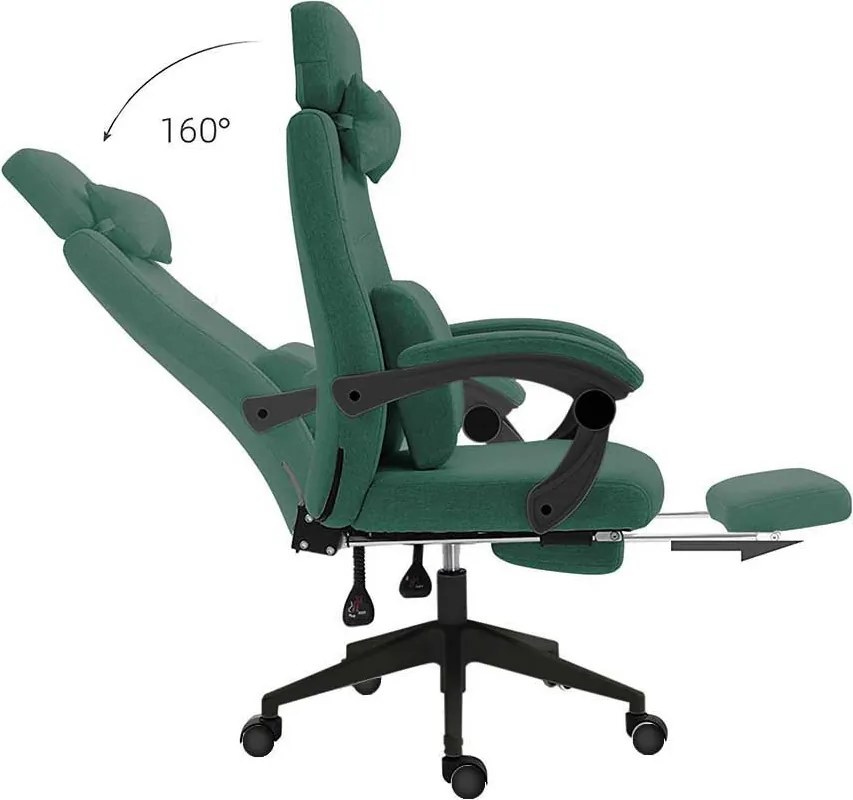 Kancelárska otočná stolička s opierkou hlavy - zelená