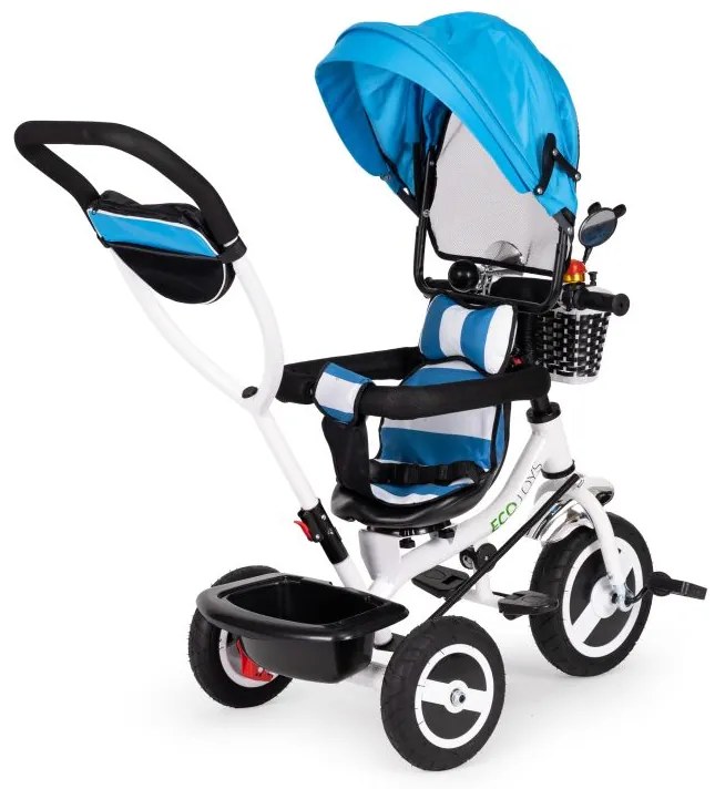 Trojkolka, kočík modrej farby Ecotoys