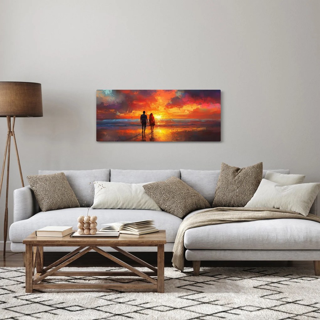 Obraz - Prechádzka na pláži (120x50 cm)