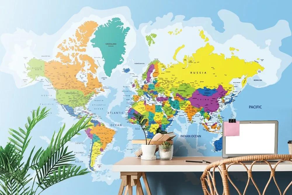 Samolepiaca tapeta farebná mapa sveta - 300x200