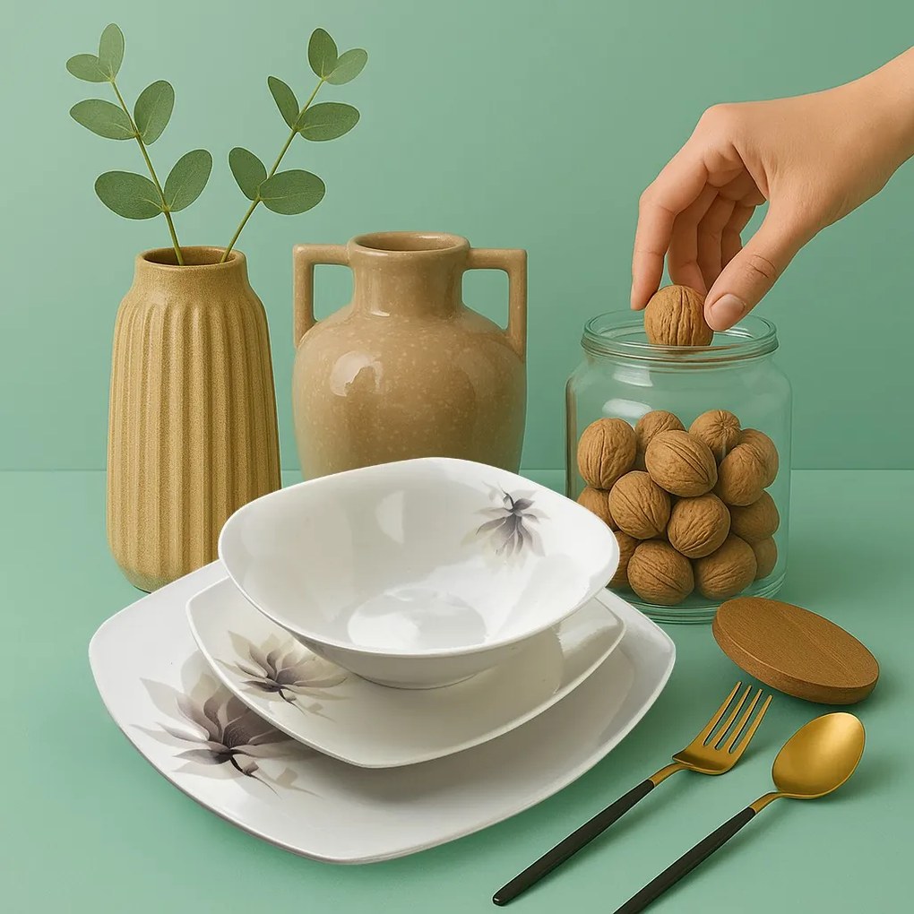 Porcelánová jídelní sada 18 ks talířů MAGNOLIA bílá