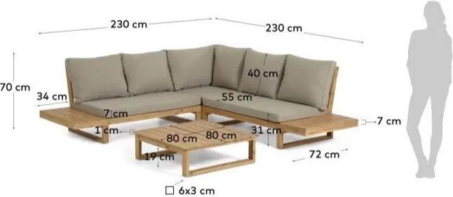 Set záhradného nábytku z akáciového dreva Kave Home Flaviina