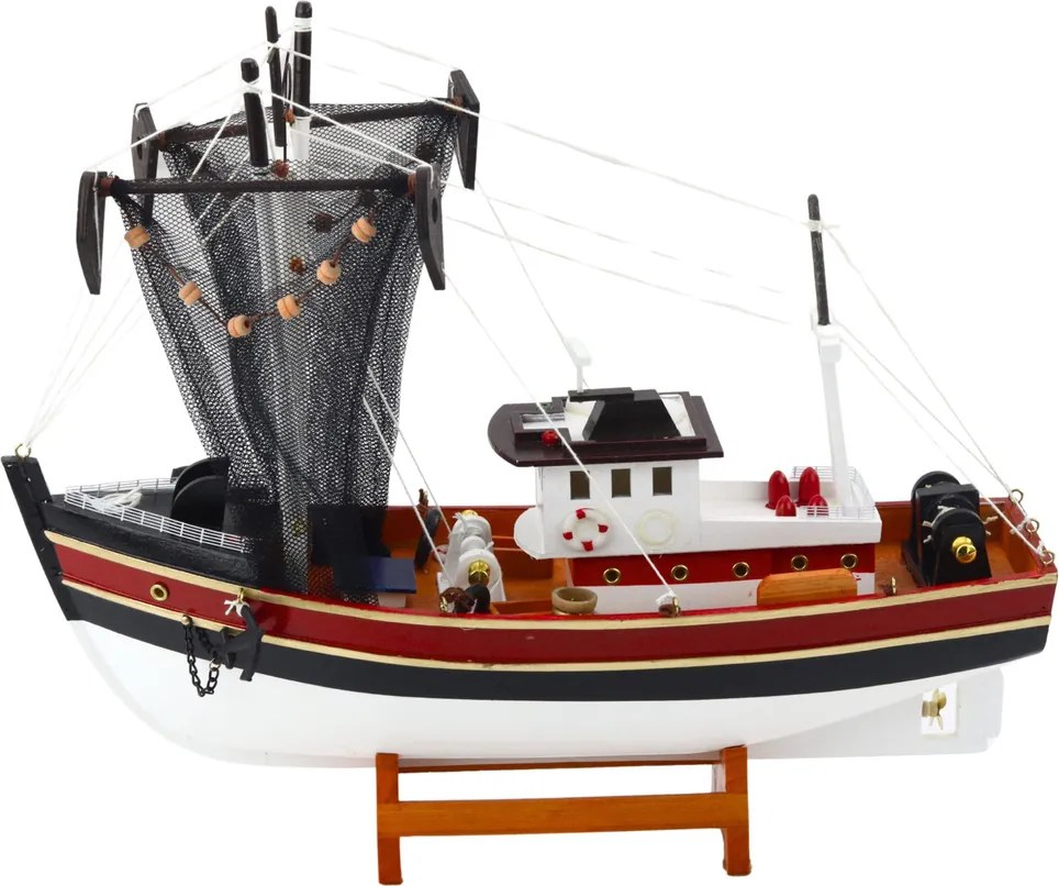 LEAN Toys Zberateľský model rybárskeho plavidla s rybárskou sieťou 38x31cm