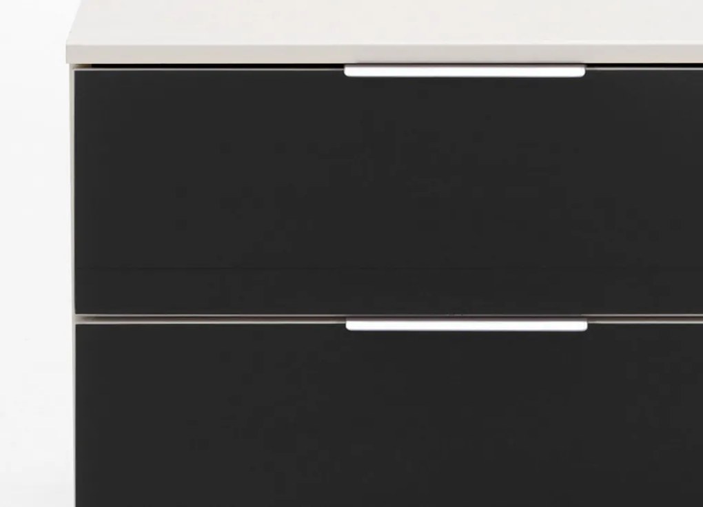 Nočný stolík Easy Plus, biely/čierne sklo