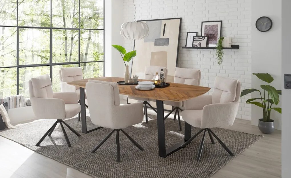 Otočná jedálenská stolička Sofia, svetlo béžová štruktúrovaná látka