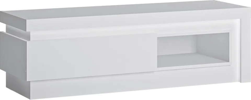 TV skrinka Lyon, biela lesk, s osvetlením