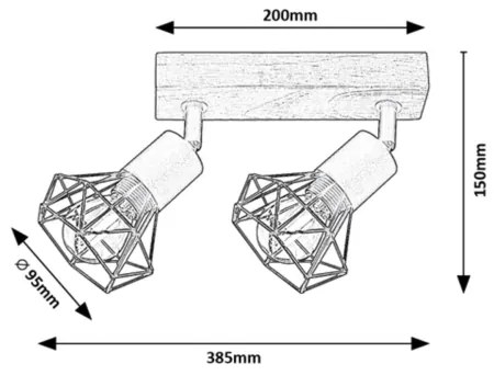 Rabalux 3138 - Bodové svietidlo ZEUS 2xE14/40W/230V dub