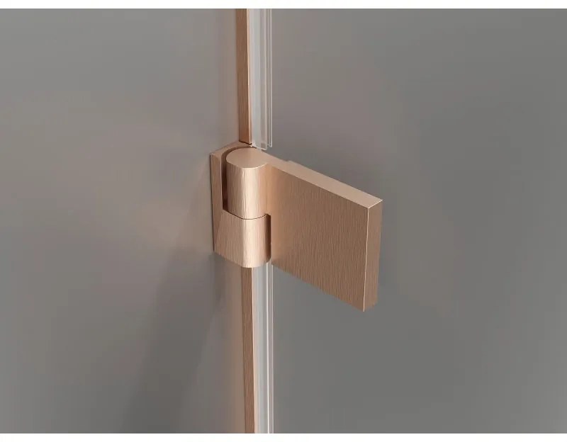 Mexen Lunar-B, L Otočné ľavé sprchové dvere 125 cm, 8mm číre sklo, medený matný profil, 832SL-125-050-65-00-L