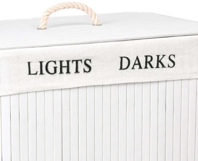 Kôš na bielizeň 2 priehradkový 100 l bambusový biely