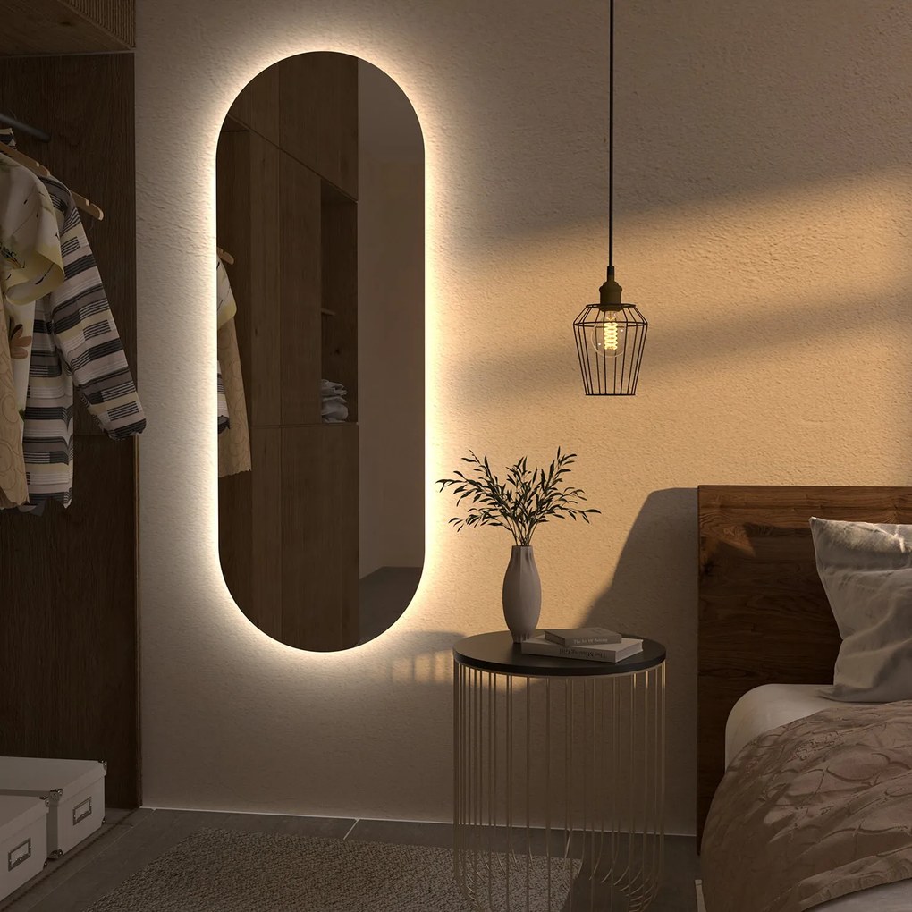 Podlhovasté zrkadlo so zaoblenými koncami a LED osvetlením G3