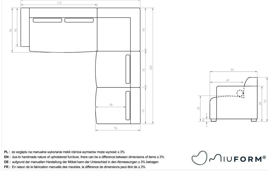 Krémovobiela rohová pohovka (pravý roh) Flex Felix – Miuform