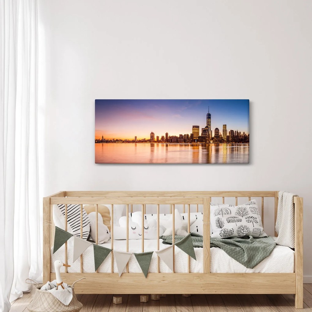 Obraz mesta pri západe slnka (120x50 cm)