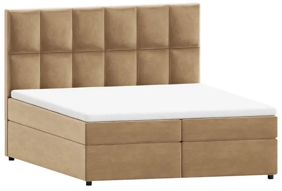 Okrovožltá boxspring posteľ s úložným priestorom 140x200 cm Flip – Ropez