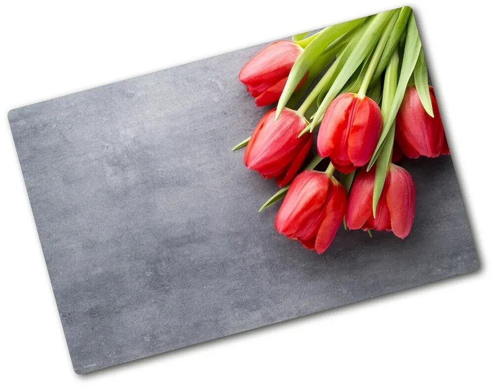 Doska na krájanie tvrdená Červené tulipány pl-ko-80x52-f-99719823