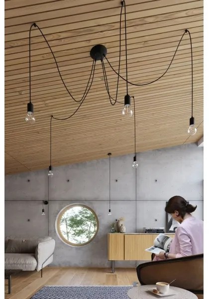 Sollux SL.0370 - Luster na lanku EDISON 3 3xE27/60W/230V pavúk čierna