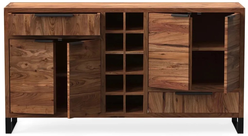furniture-nabytek.cz - Masivní příborník Sydney z akácie, lakovaný, hnědý – 160×45×84 cm