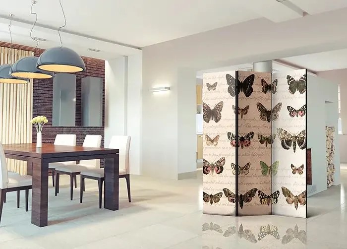 Paraván - Retro Style: Butterflies [Room Dividers] Veľkosť: 135x172, Verzia: Akustický