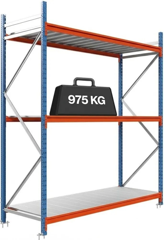 Priemyselný regál Longspan s kovovou policou