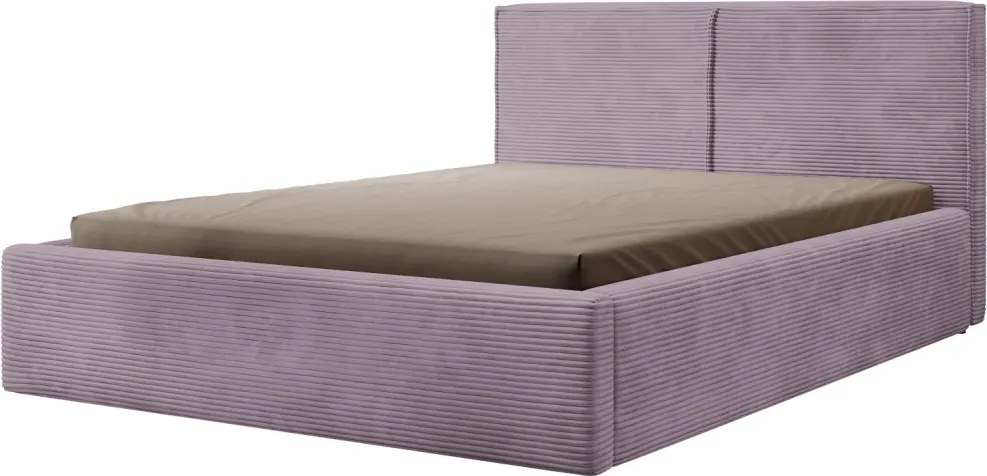 Posteľ Inez 180x200 cm, púdrovo fialová štrukturovaná látka