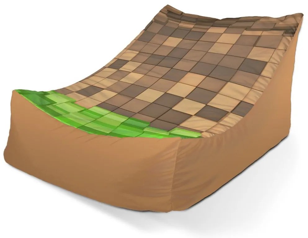 Sedací vak Lounge Blocks 3D - detský, hnedá / zelená