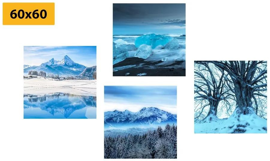 Set obrazov zasnežená príroda