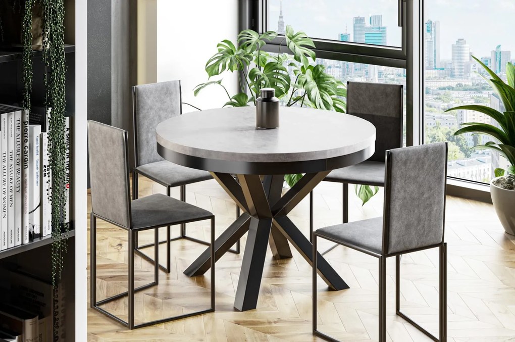 OKRÚHLY ROZKLADACÍ JEDÁLENSKÝ STÔL HORTENSE BELLATO ŠEDÝ 100 / 176 cm