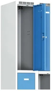 Alfa 3 Kovová šatníková skrinka s úložnými boxami, 6 boxov, 1800 x 900 x 500 mm, otočný zámok, tmavosivé dvere