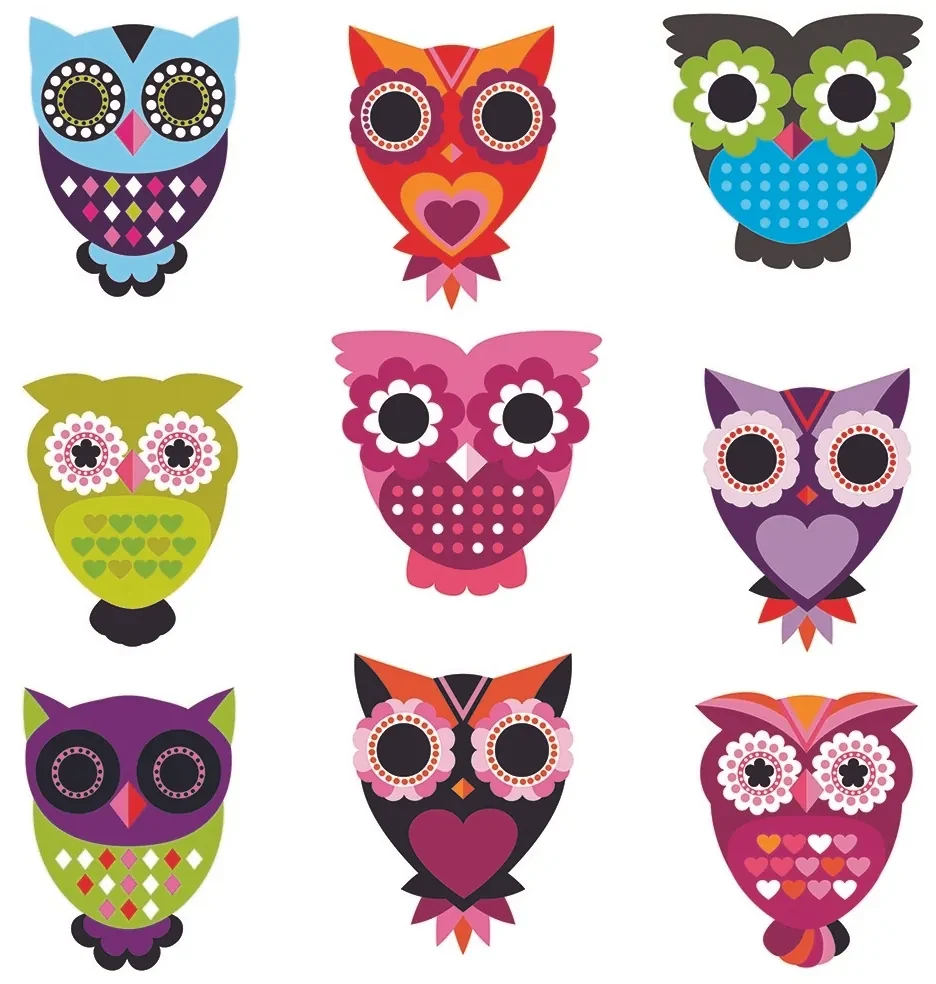 Samolepiaca dekorácia Owls, 30 x 30 cm