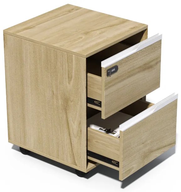 Mobilný kancelársky kontajner Houseland Profit Lex 01 prírodný dub/biela