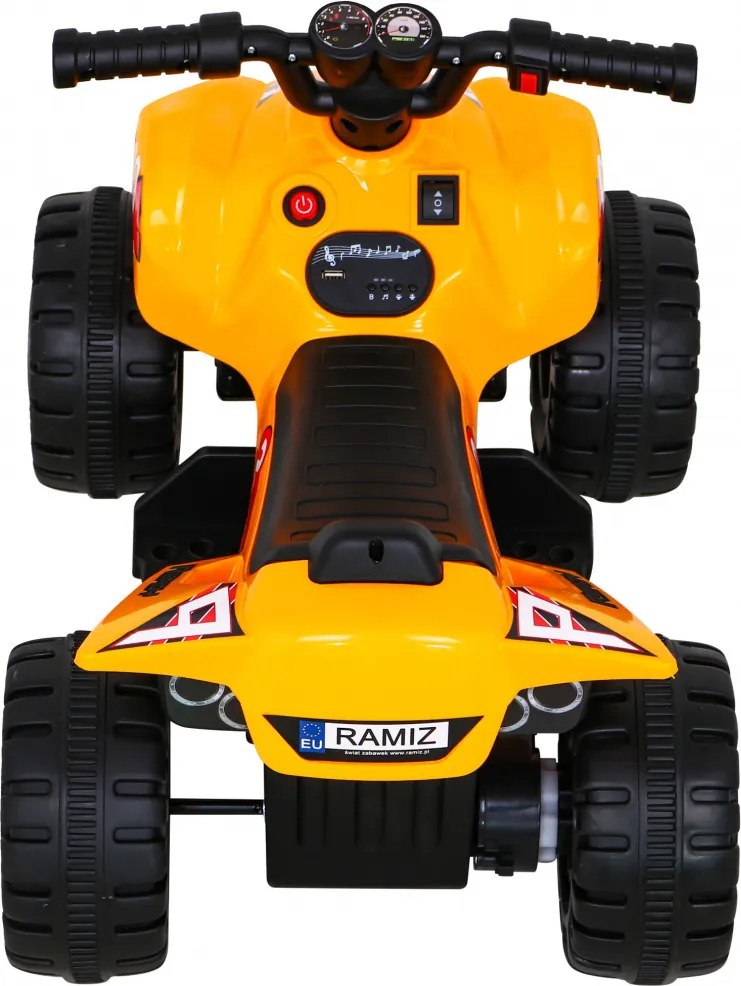 Ramiz Najrýchlejšia batériová štvorkolka pre deti Žltá + 25W motor
