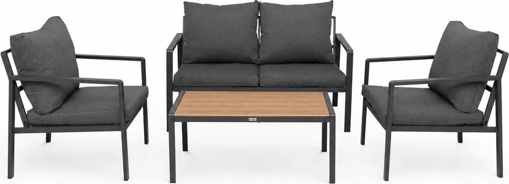 InternetovaZahrada - Furnigo Záhradný kovový set Valencia - antracit/sivé podušky