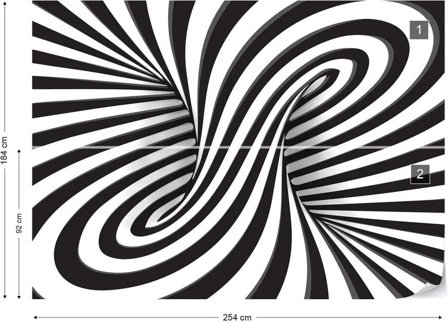 GLIX Fototapeta - 3D Black And White Twister Vliesová tapeta  - 254x184 cm