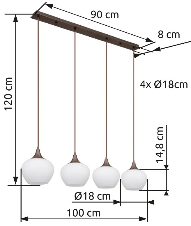 GLOBO MAXY 15548-4HC Závesné svietidlo