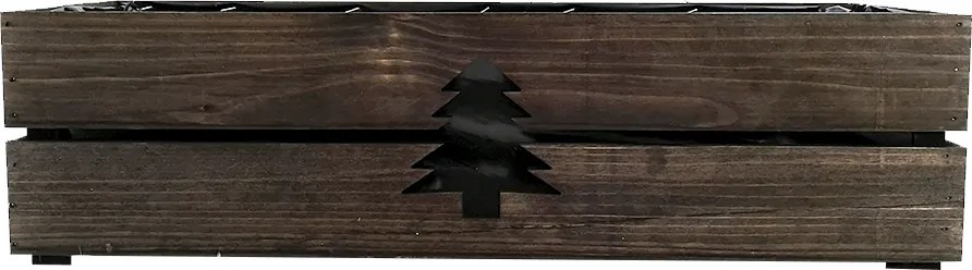 AMADEA Drevený vianočný kvetináč so stromčekom tmavý, vo vnútri s čiernou fóliou, 62x21,5x17cm, český výrobok