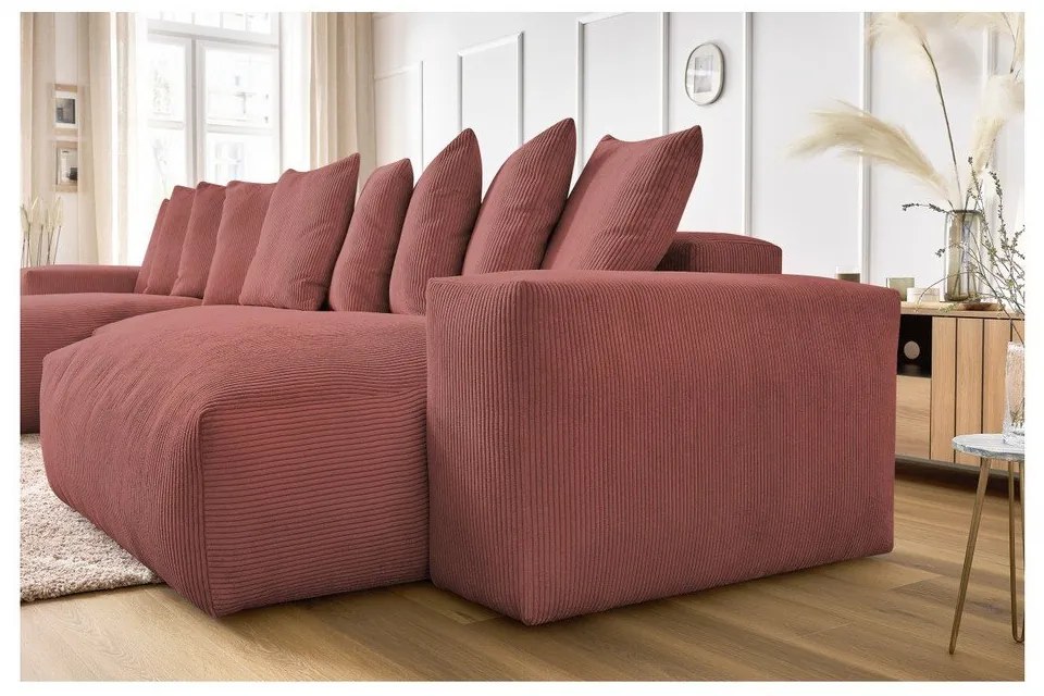 Svetloružová menčestrová rohová pohovka Voltaire – Bobochic Paris