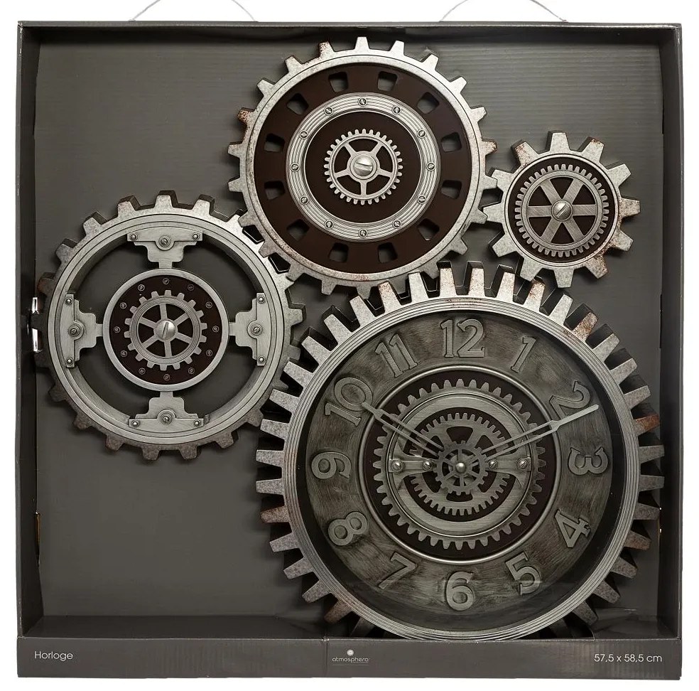 Nástenné hodiny Gears, sivá