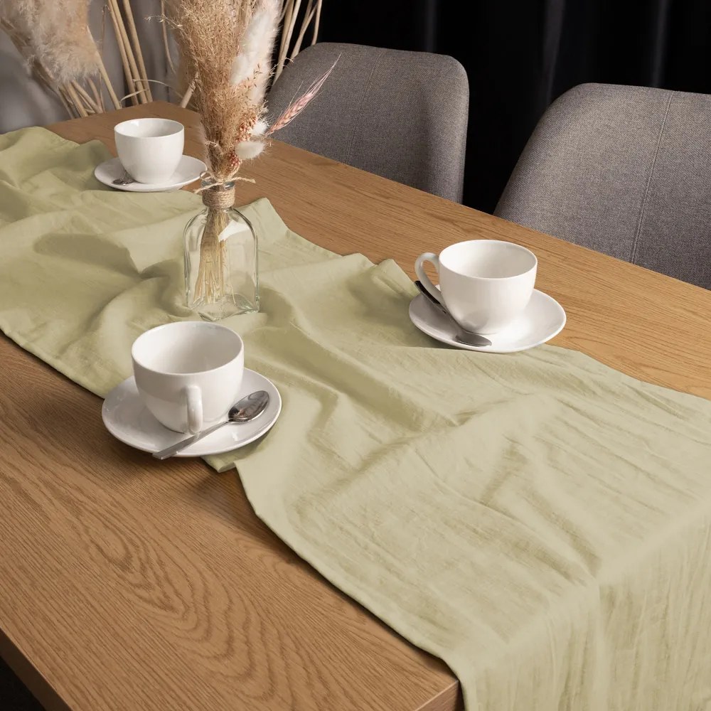 Biante Ľanový behúň na stôl LEN-025 Béžový 45x180 cm