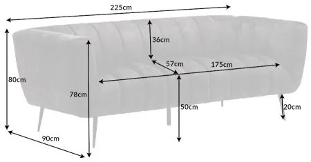 Sedacia súprava 41248 225cm Noblesse Zamat Šedá  - Komfort-nábytok
