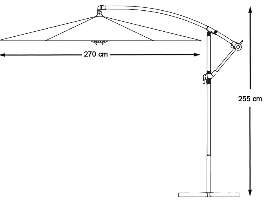 Závesný slnečník 2,7 m -Krémový